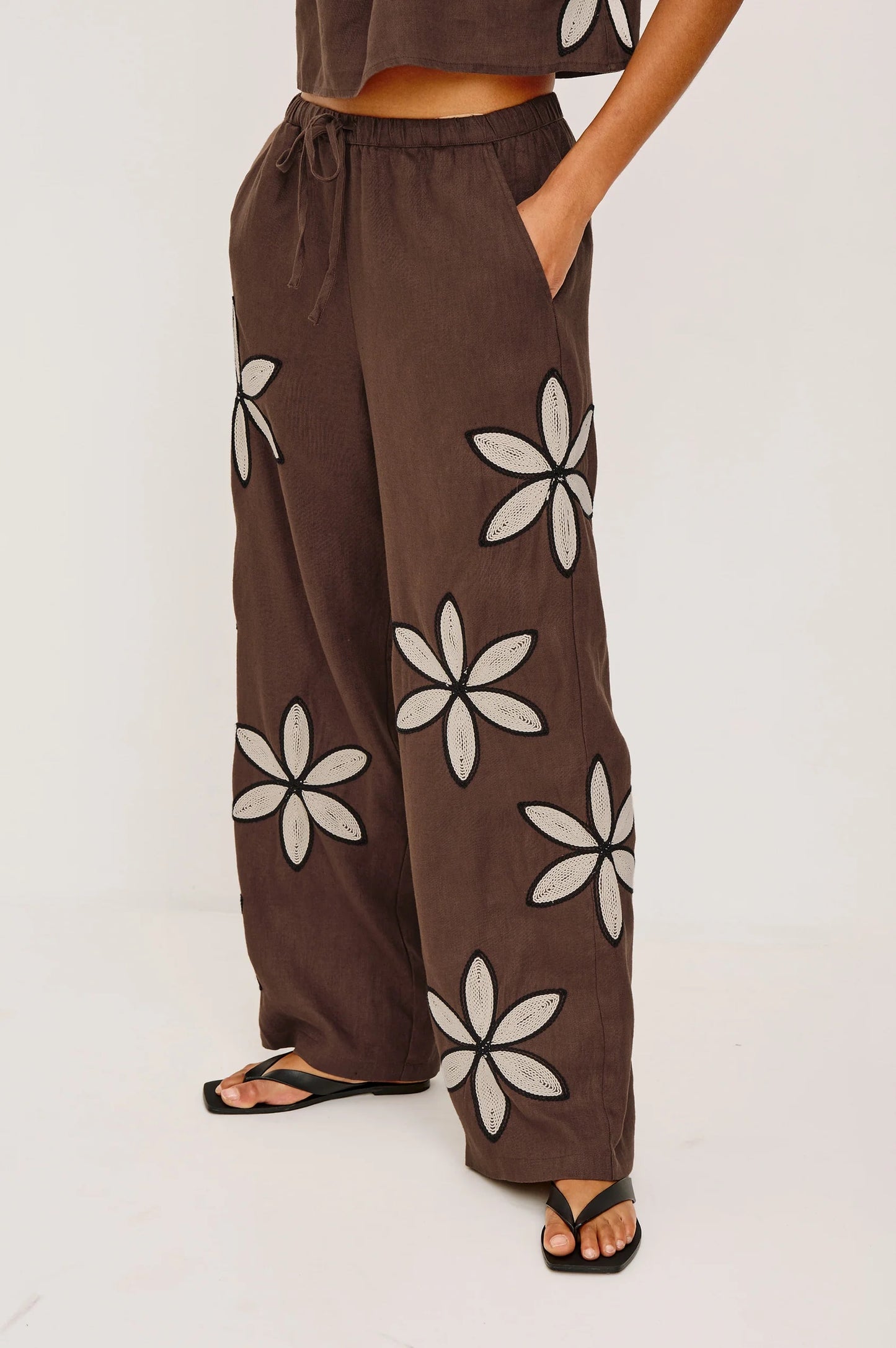 Rails Emmie Pant - Cocoa Floral Embroidery