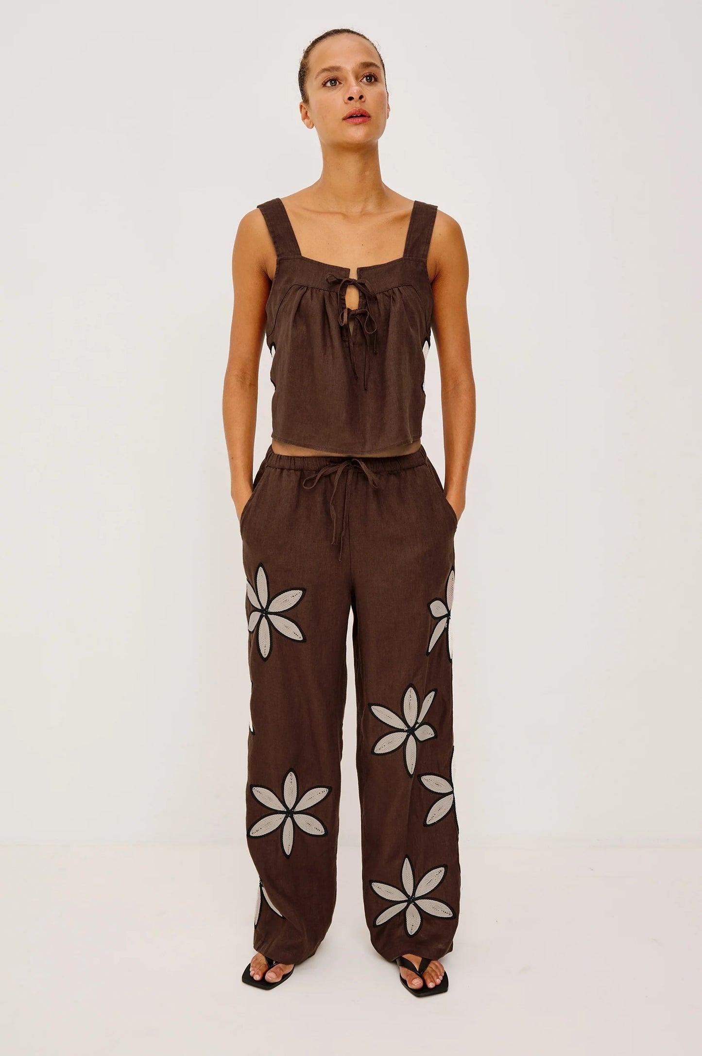 Rails Emmie Pant - Cocoa Floral Embroidery
