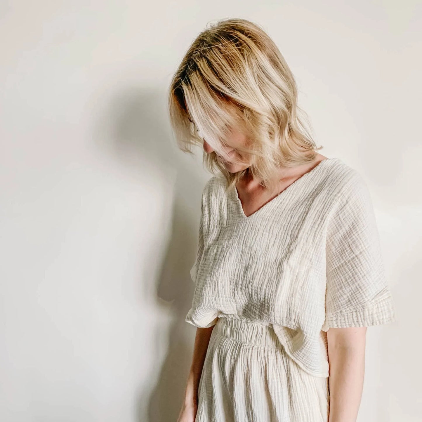 Crinkle Crop Top - White