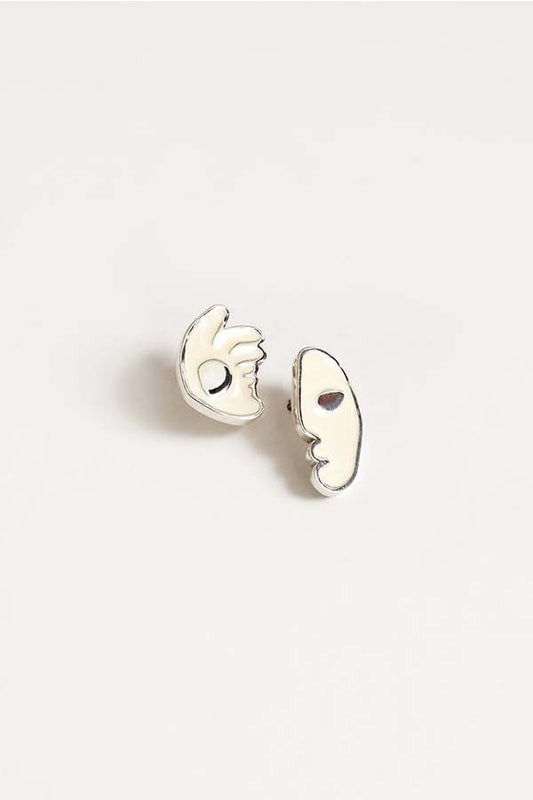 Wolf Circus Fiona Studs in Creme and Silver