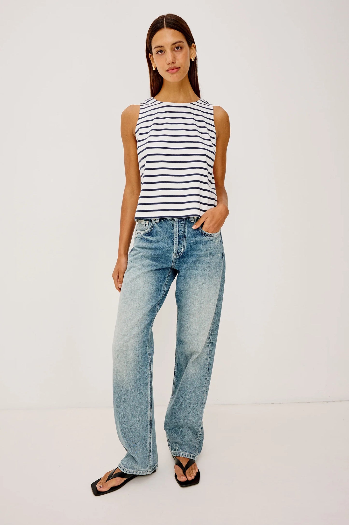 Rails Grace Top - Ivory Navy Stripe