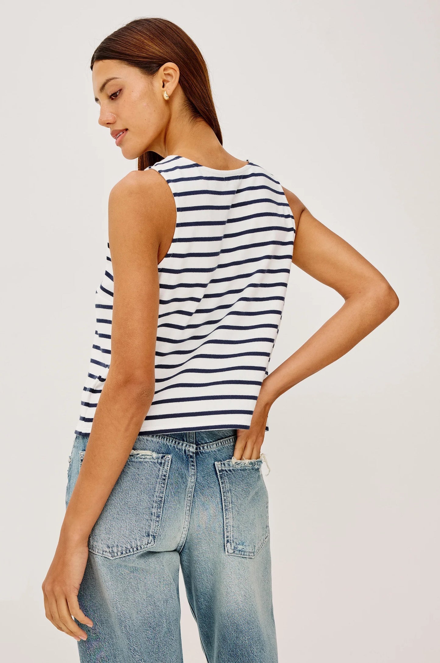 Rails Grace Top - Ivory Navy Stripe