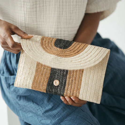 Palm Leaf Clutch - Tricolour