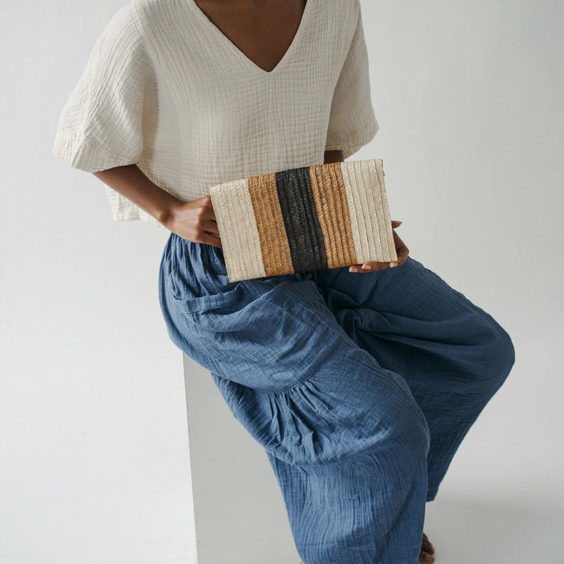 Pokoloko Palm Leaf Clutch - Tricolour