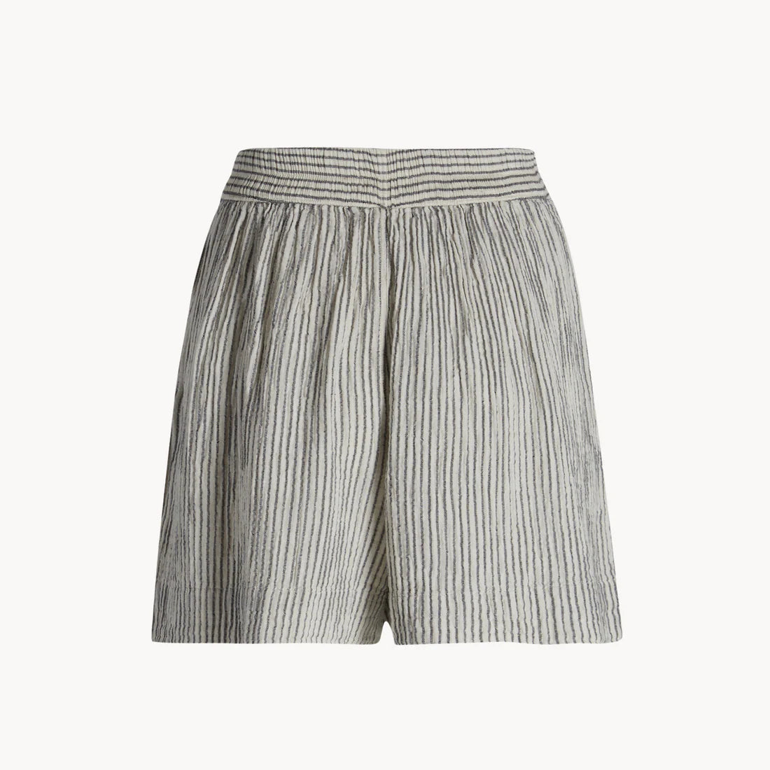 Striped Crinkle Cotton Shorts