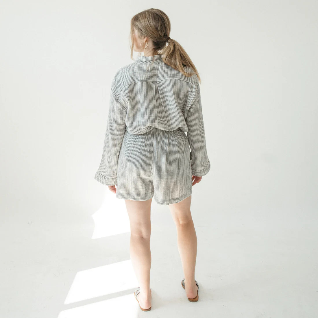 Striped Crinkle Pocket Shirt with Buttons