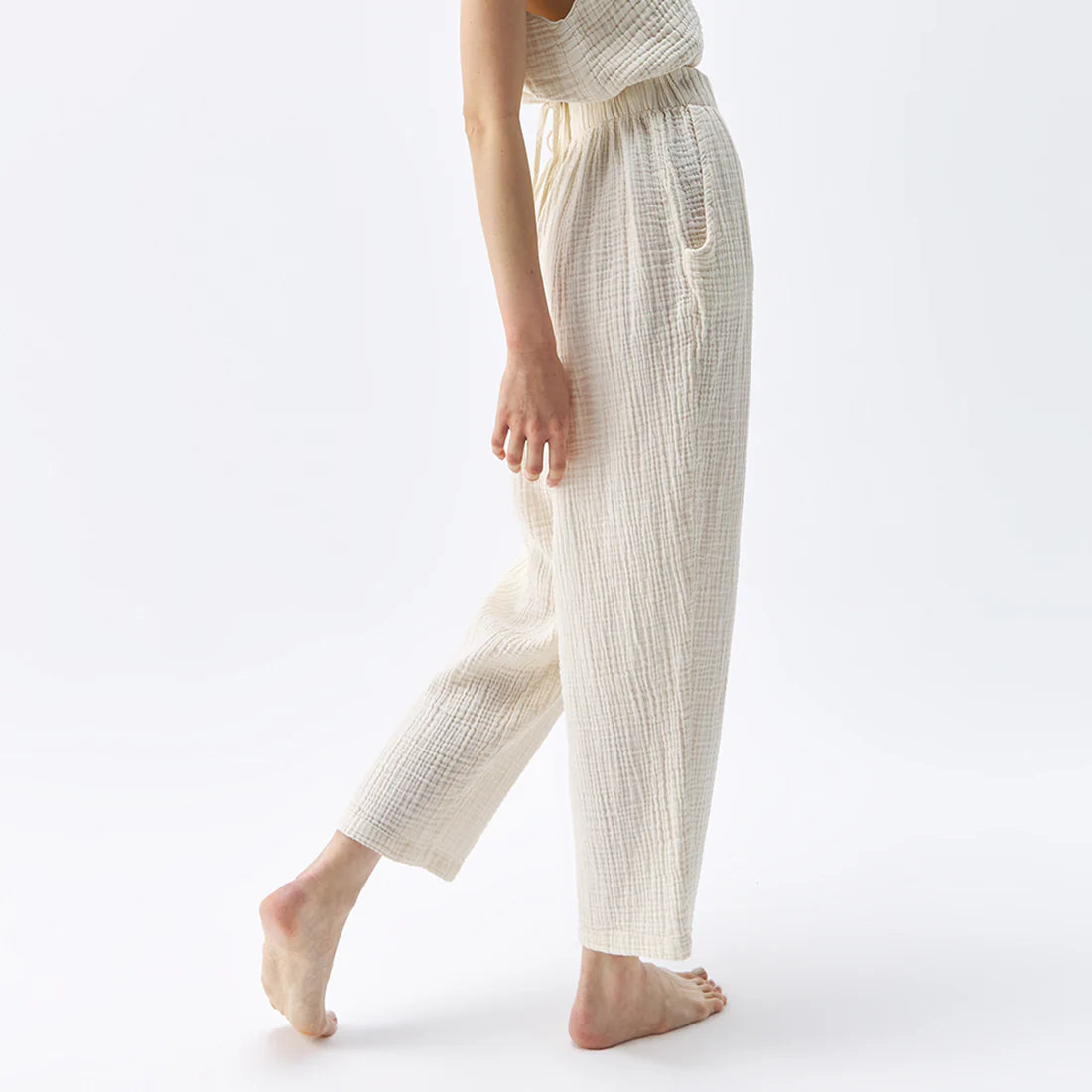 Crinkle Slouchy Pants - Cream