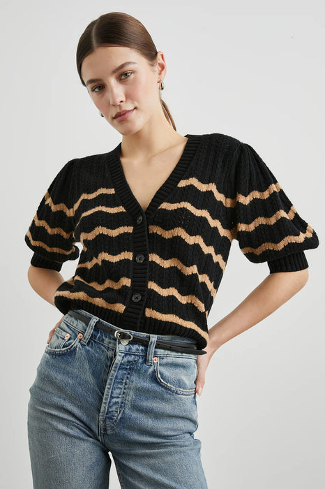 Rails Isla Cardigan - Black Camel Stripe