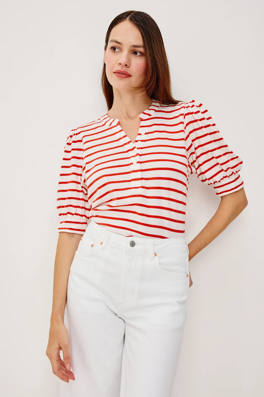 Rails Jewel Top - Scarlet Ivory Stripe