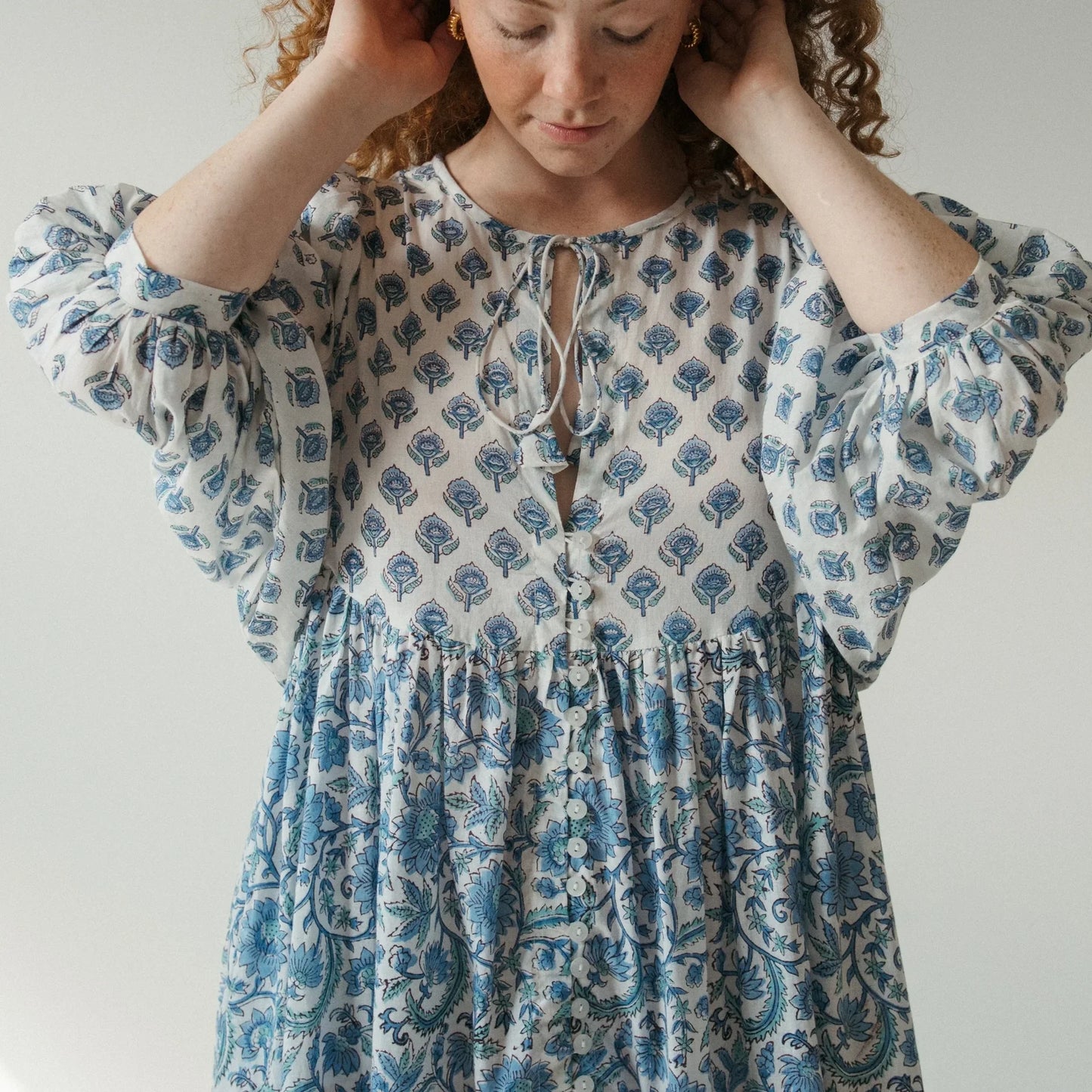 Lilah Maxi Dress - Nilima Blue & White