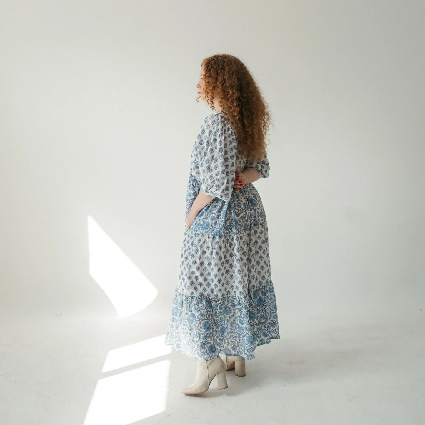 Lilah Maxi Dress - Nilima Blue & White