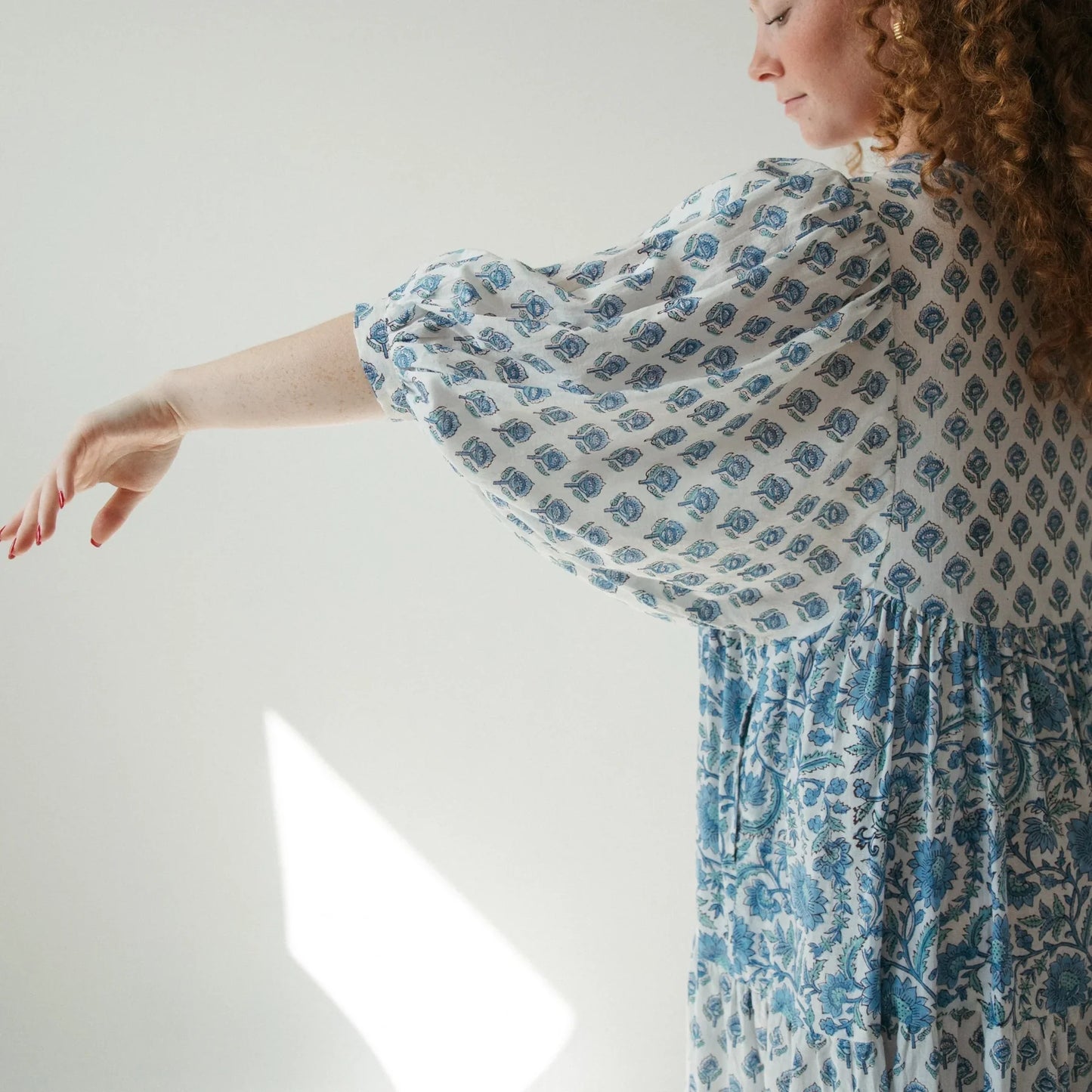 Lilah Maxi Dress - Nilima Blue & White