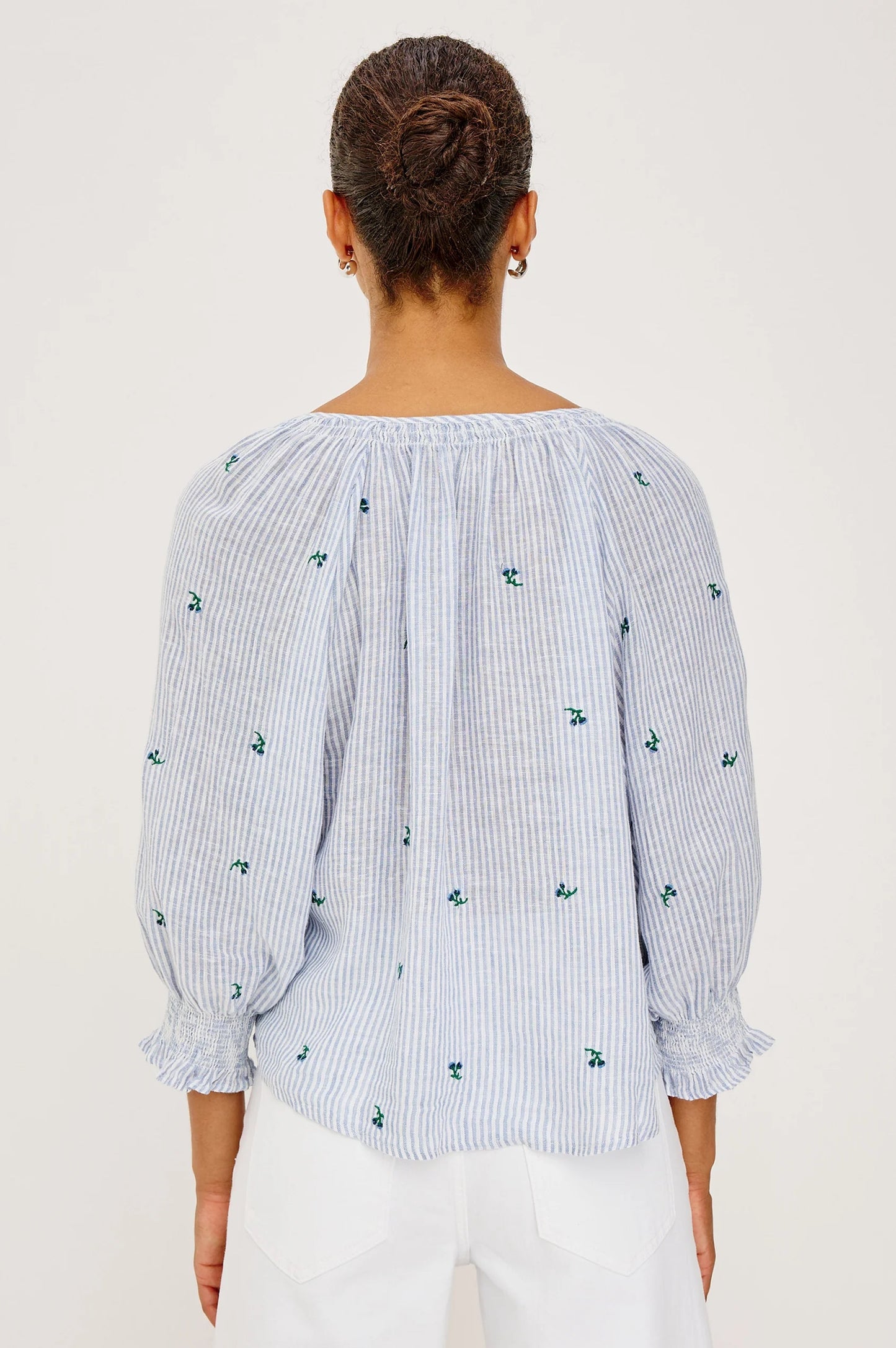 Rails Mariah Top - Bluebell Embroidered Stripe