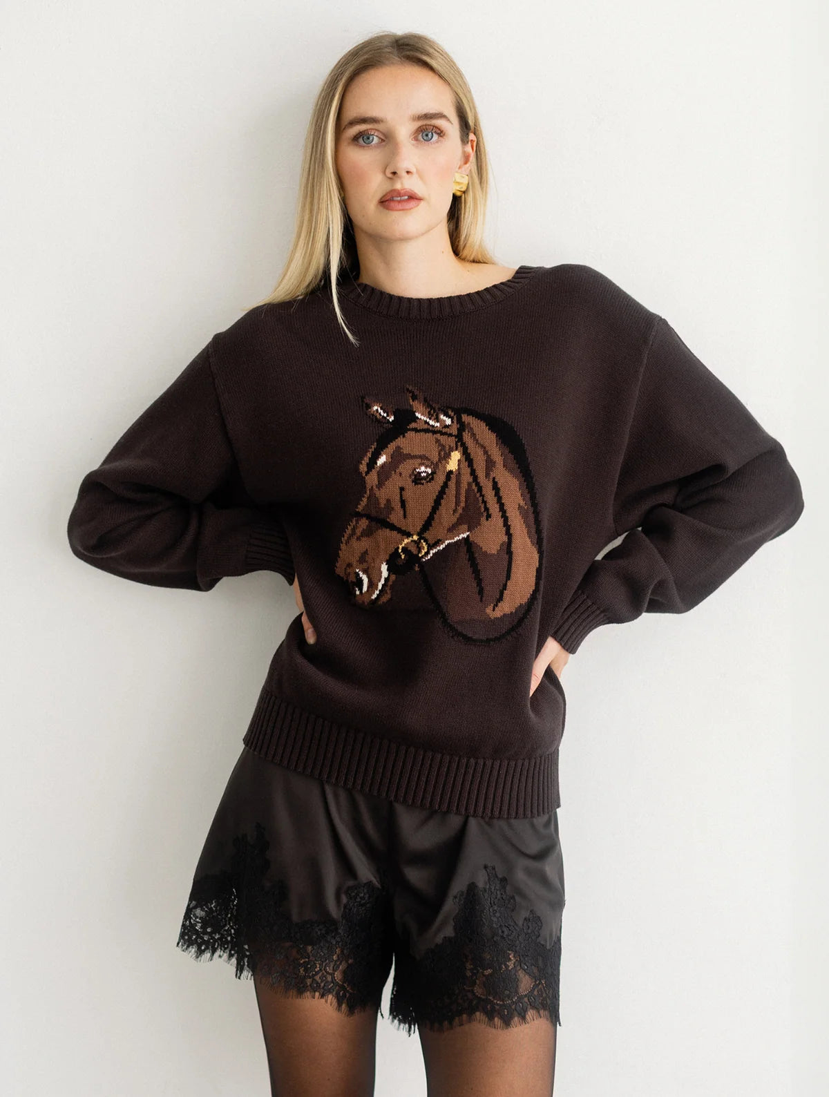 Brunette the Label Elle Knit Sweater - Dark Brown