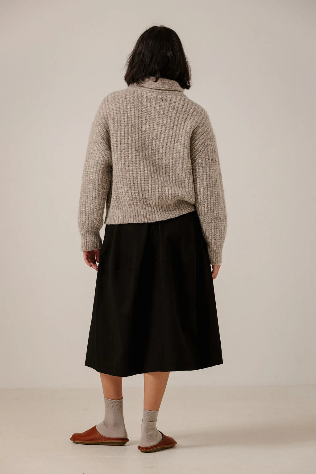 Bare Knitwear Oversized Shawl Pullover - Marble
