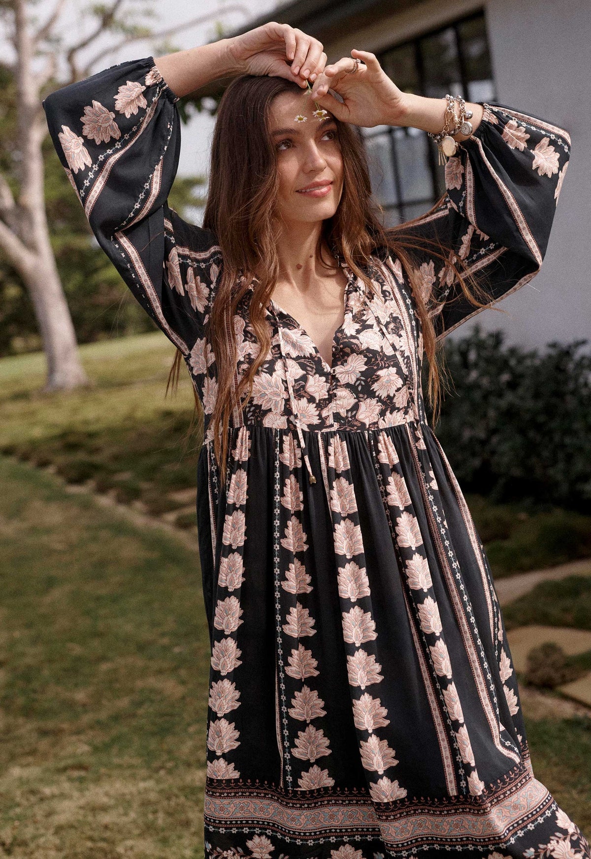 Spell Petalwood Boho Midi Dress - Nightfall