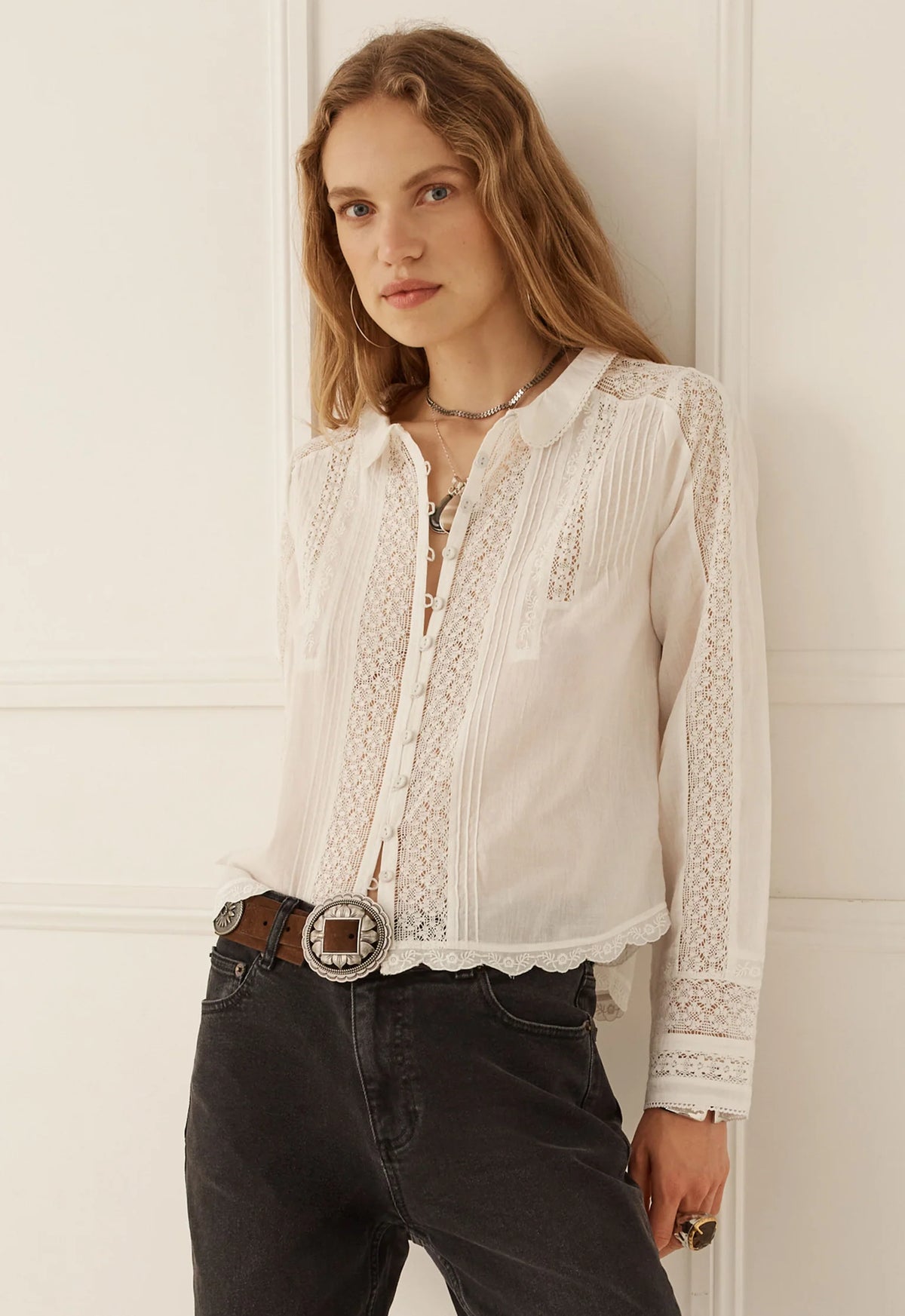 Spell Prairie Long Sleeve Blouse - Antique White