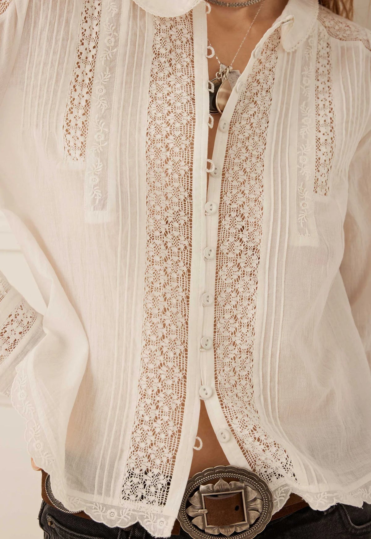 Spell Prairie Long Sleeve Blouse - Antique White