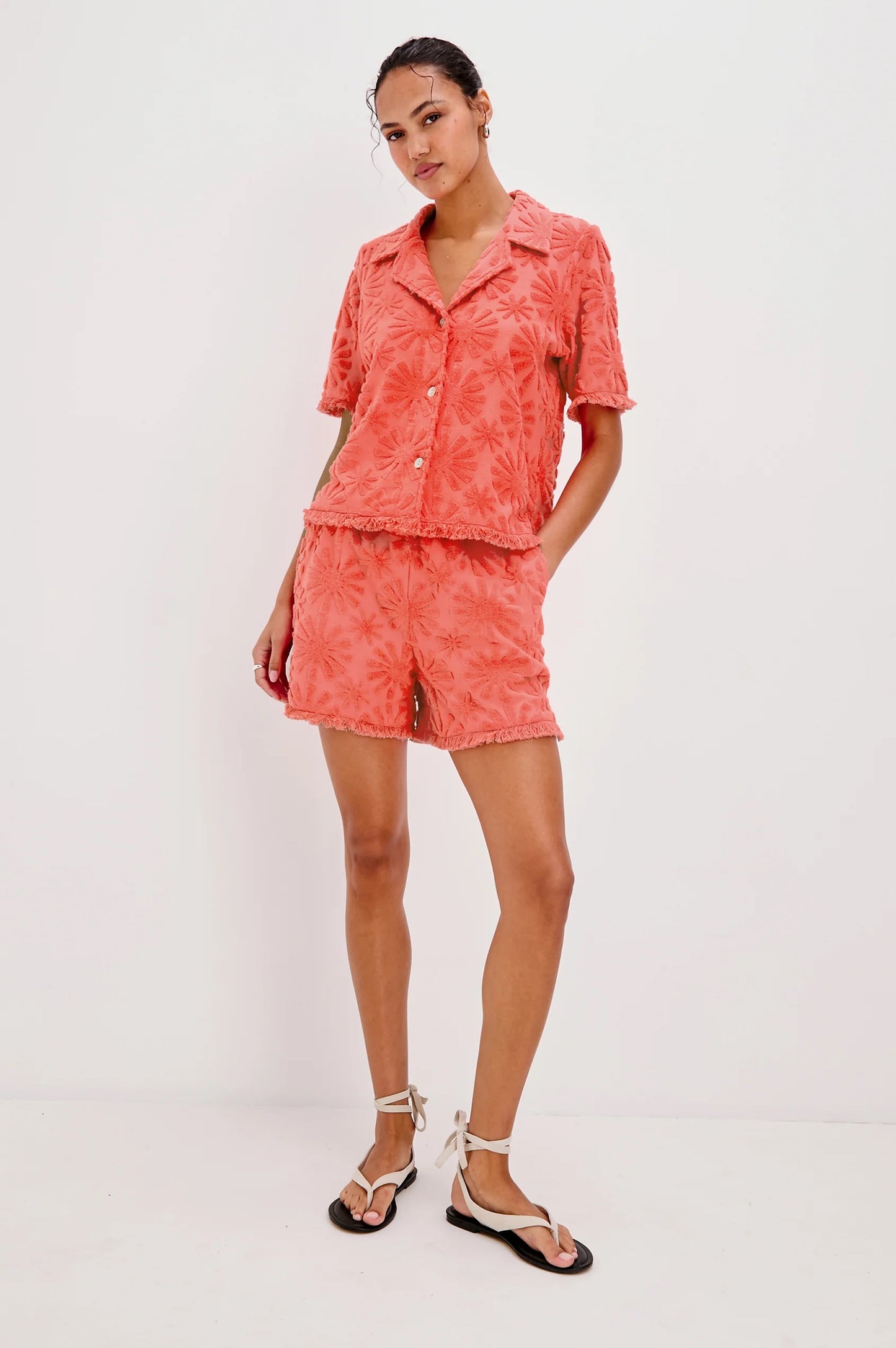 River Short - Red Sunburst Jacquard