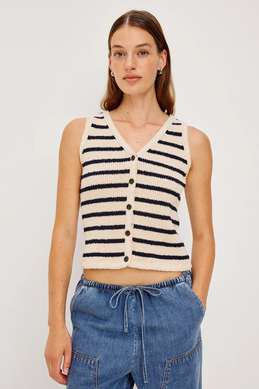 Rails Sade Vest - Ivory Navy Stripe