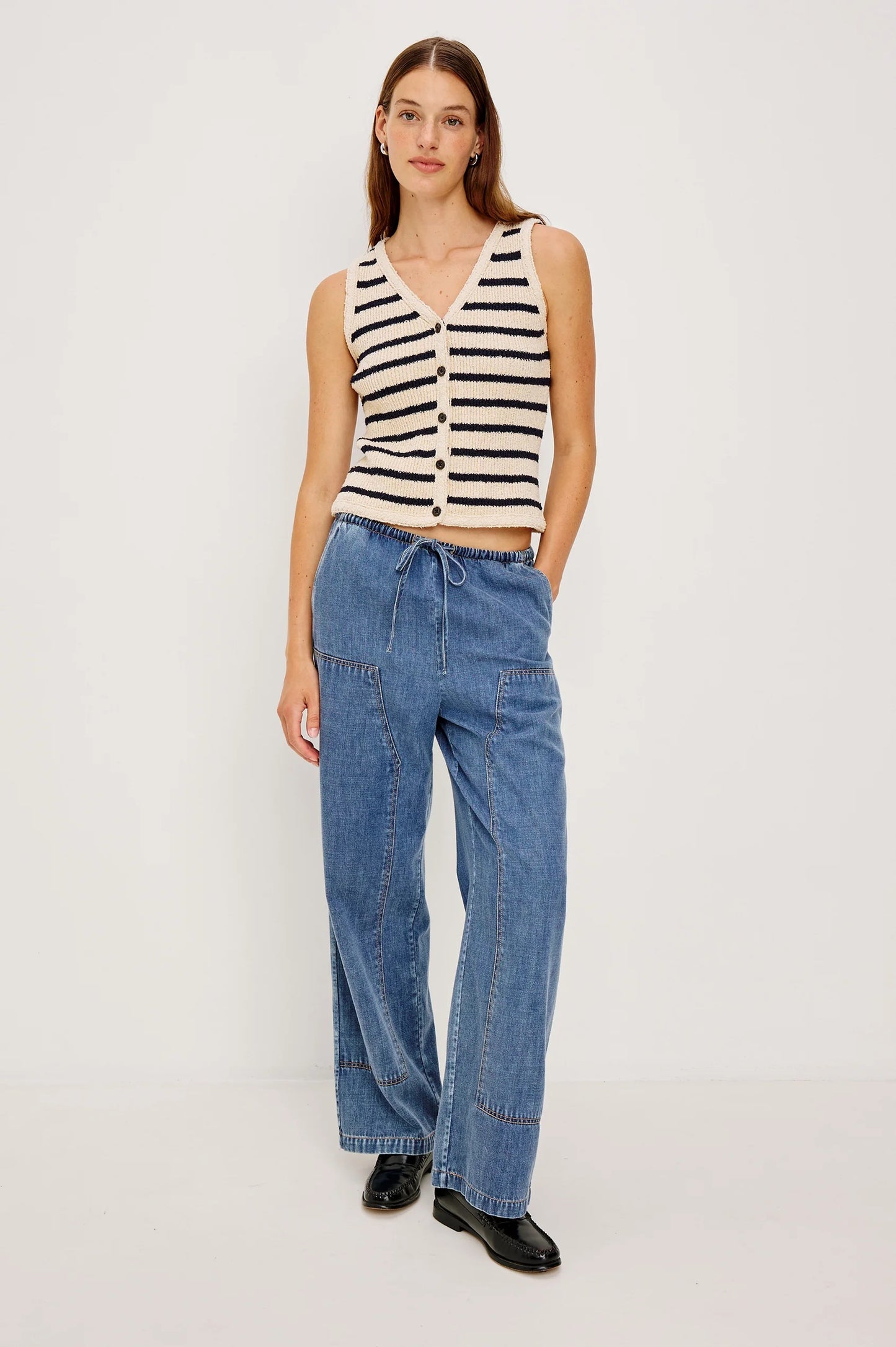 Rails Sade Vest - Ivory Navy Stripe