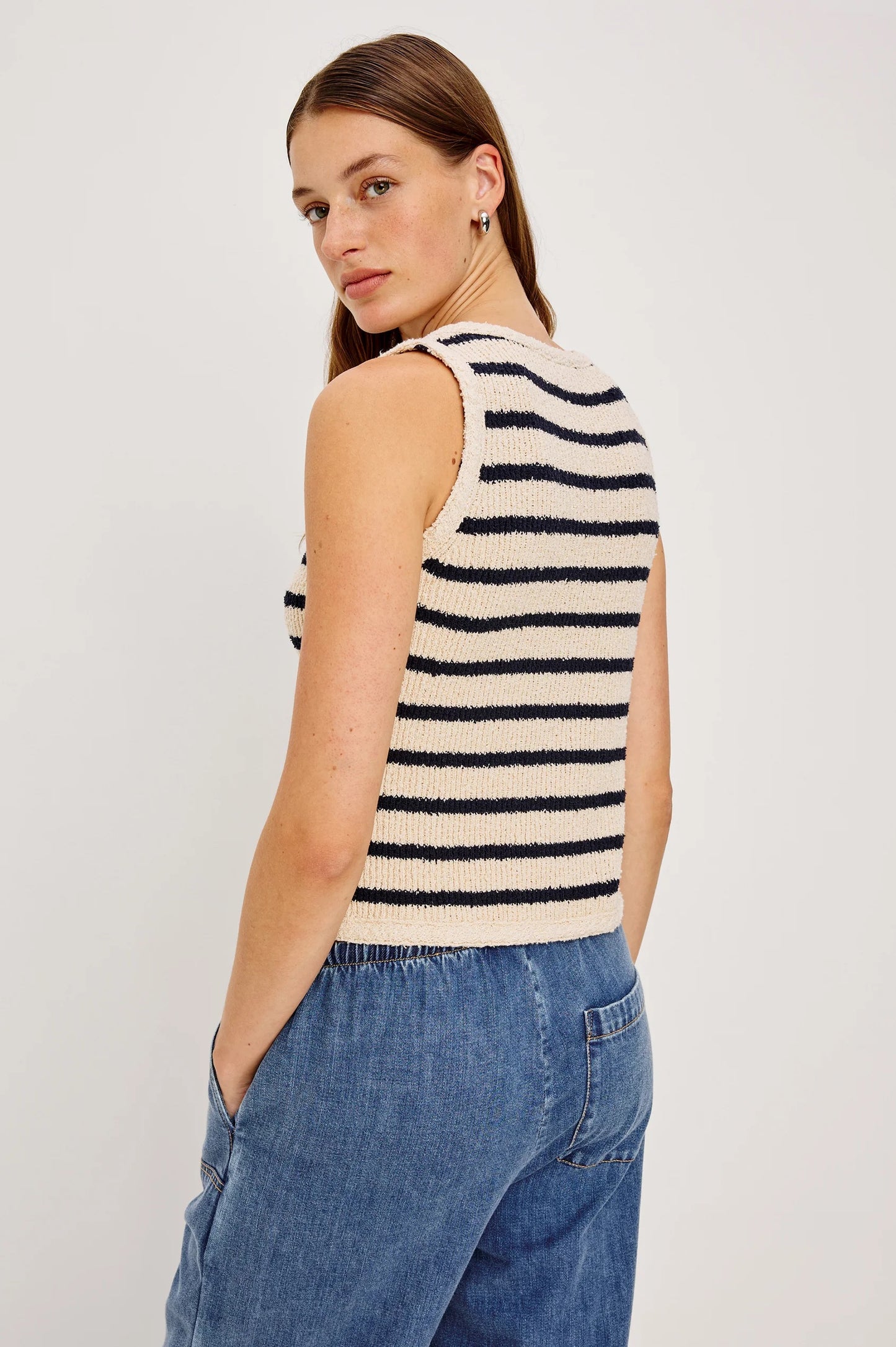 Rails Sade Vest - Ivory Navy Stripe