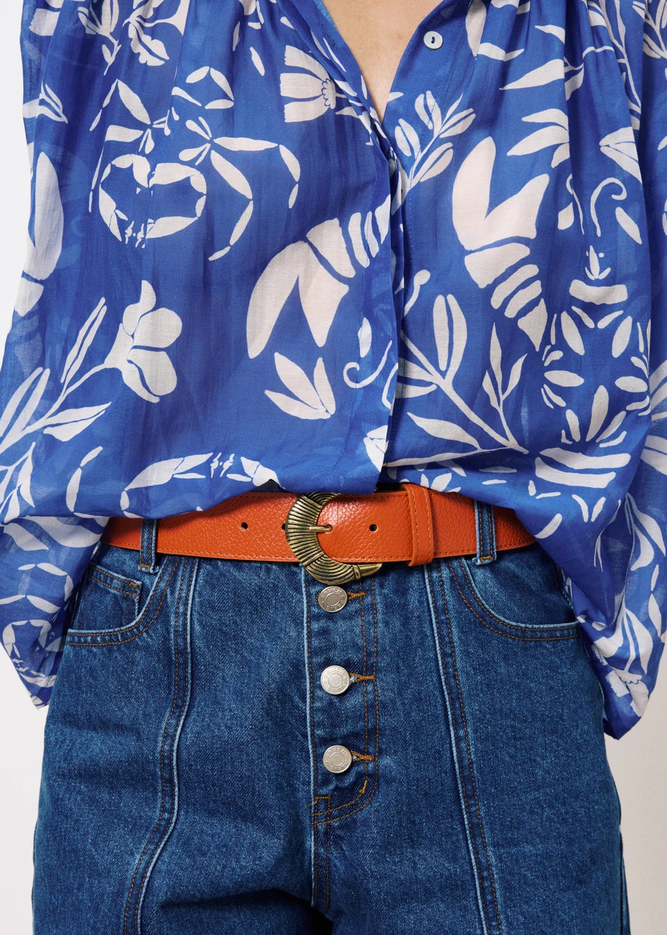 Nadeige Leather Belt - Orange