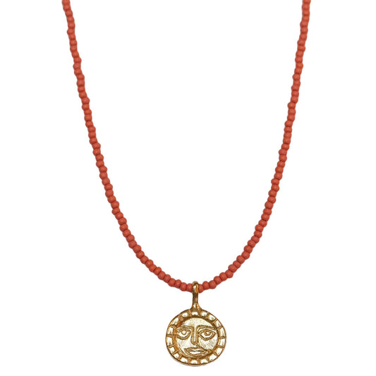 Rauw. Sun Charm Coral Necklace