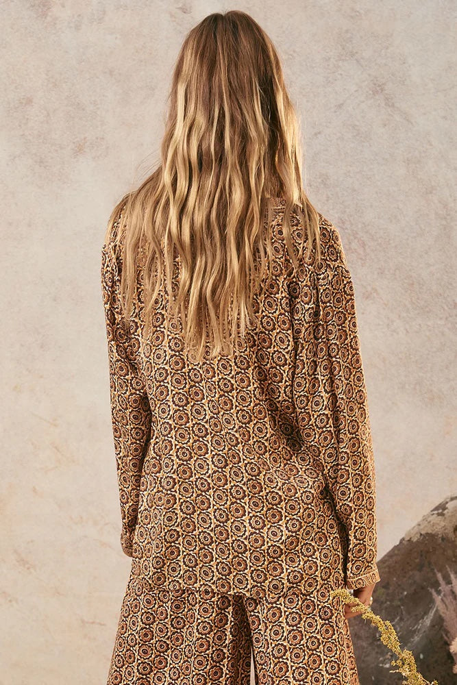 Spell Sannah Tie Blouse - Golden Ochre