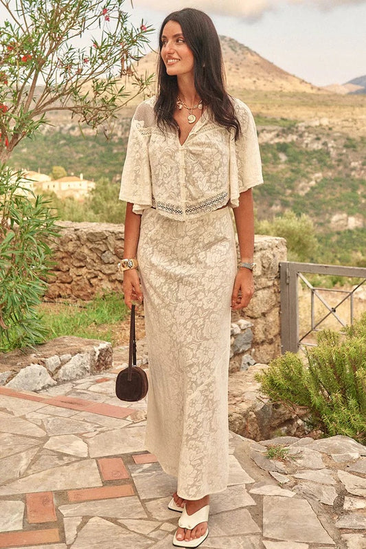 Spell Free Love Lace Bias Skirt - Vintage Cream