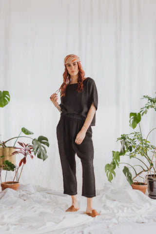 Crinkle Slouchy Pants - Black