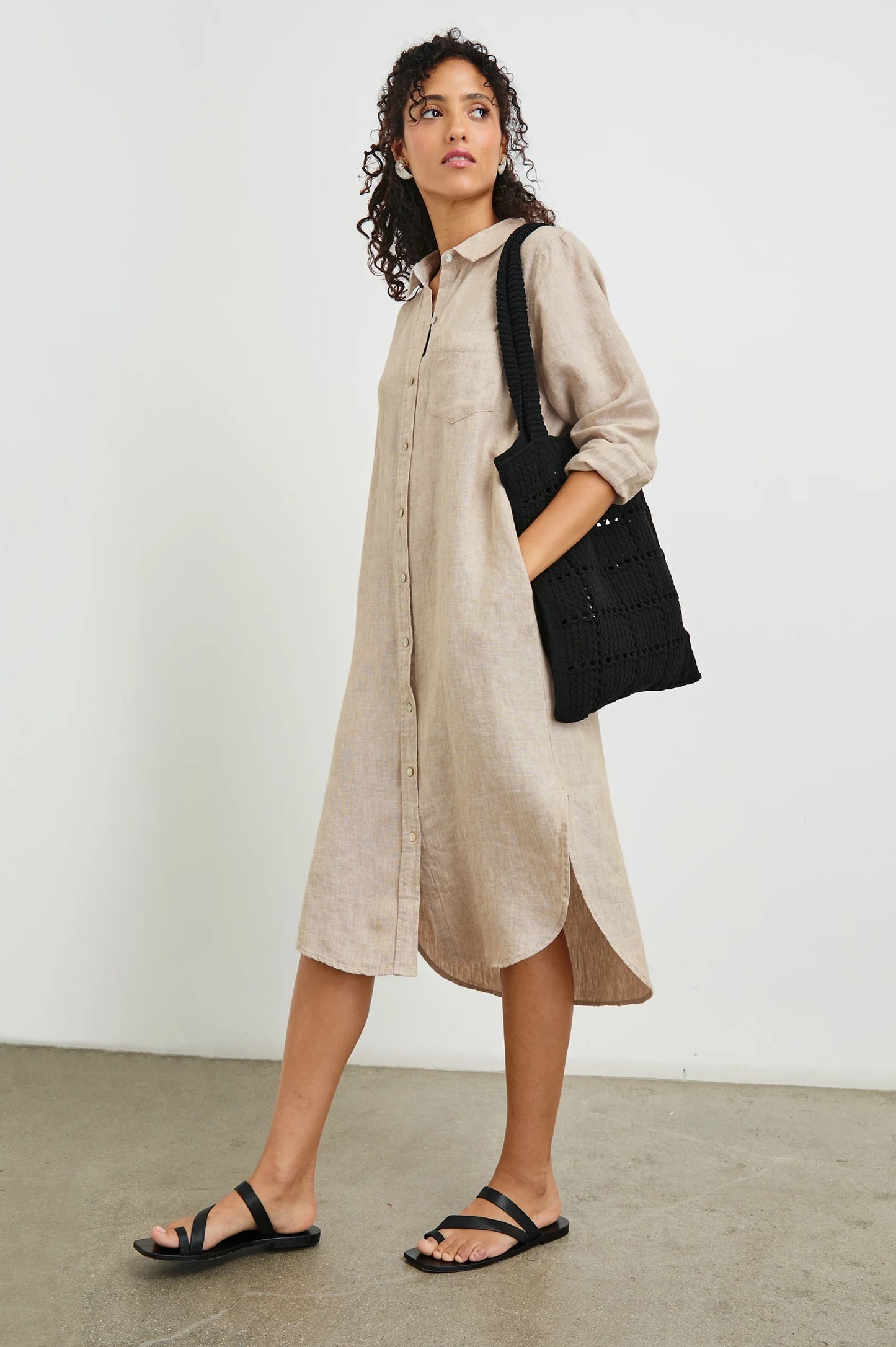 Val Shirt Dress - Heathered Flax