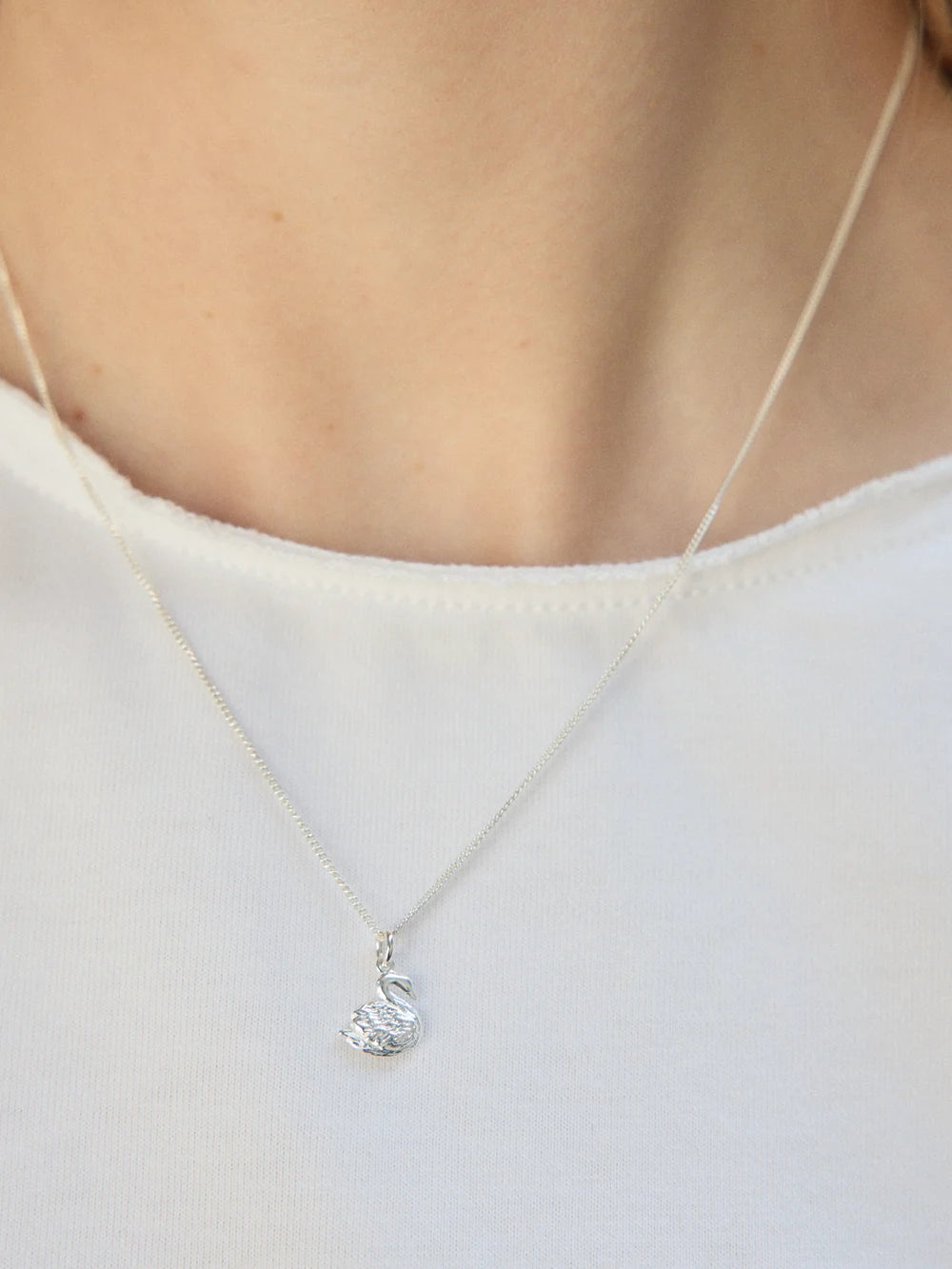 Wolf Circus Swan Charm Necklace - Silver