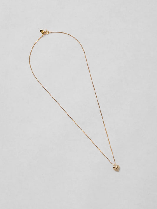 Wolf Circus Heart Charm Necklace - Gold