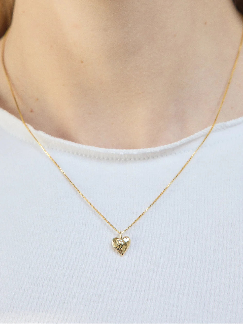 Wolf Circus Heart Charm Necklace - Gold