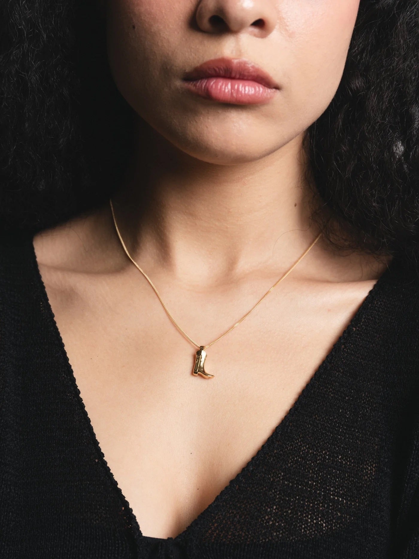Wolf Circus Cowboy Boot Charm Necklace - Gold