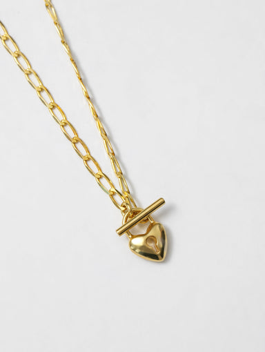 Wolf Circus Heart Toggle Necklace - Gold