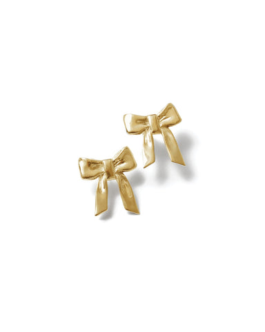 Wolf Circus Ruby Bow Stud Earrings - Gold