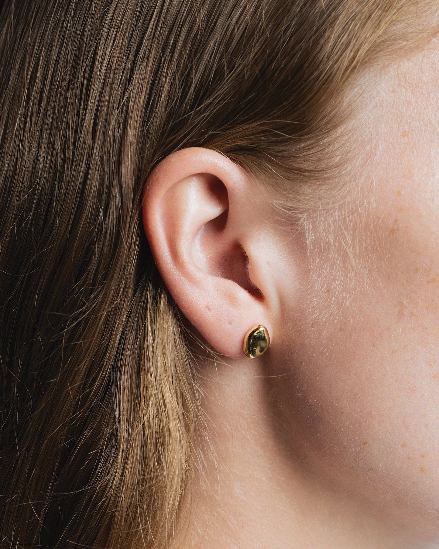 Wolf Circus Bean Stud Earrings - Gold