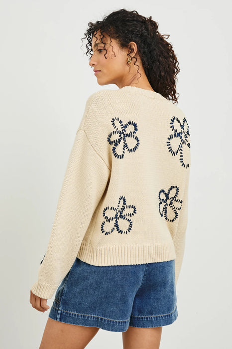 Rails Zoey Sweater - Ivory Navy Stitched Daisies