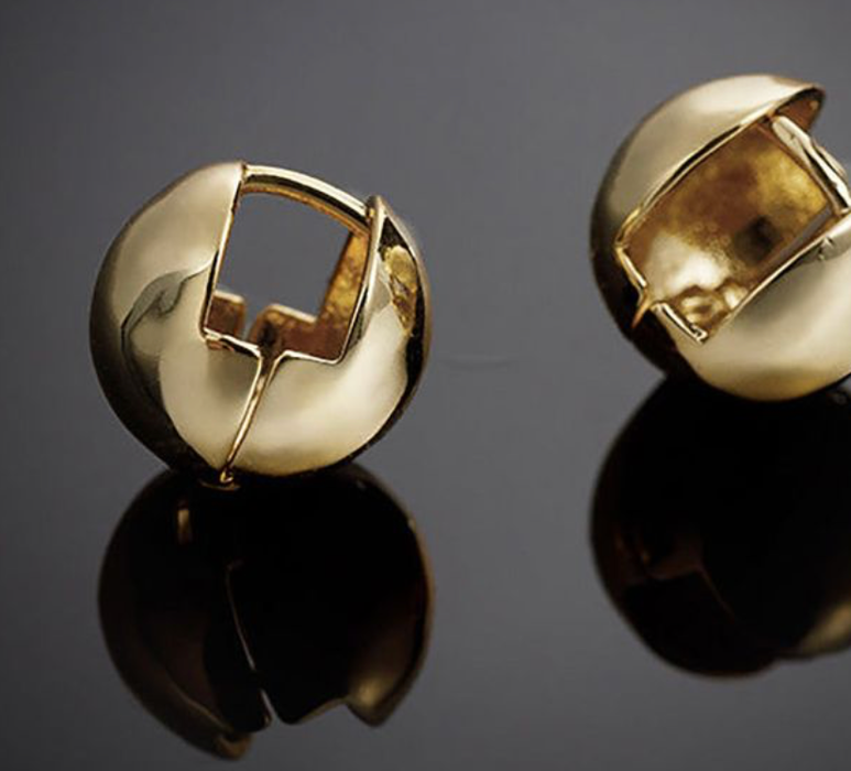 Ball Stud Hoop Earring - Gold