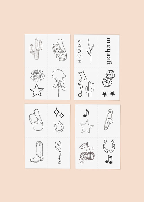 Disco Cowgirl Temporary Tattoo Pack