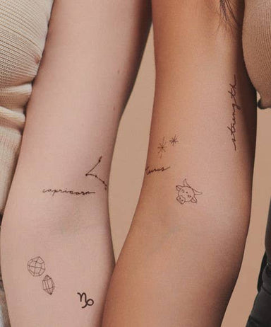 Zodiac Collection: Earth Signs Temporary Tattoo Pack - Taurus + Virgo + Capricorn