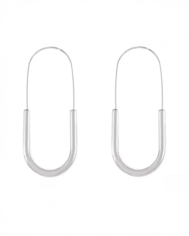 Paperclip Hoop Drop Earring - Silver