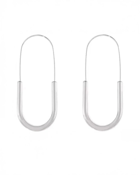 Paperclip Hoop Drop Earring - Silver