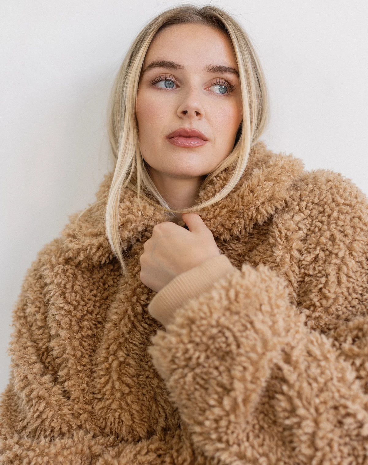 Brunette the Label Teddy Bear Sherpa Jacket - Tan