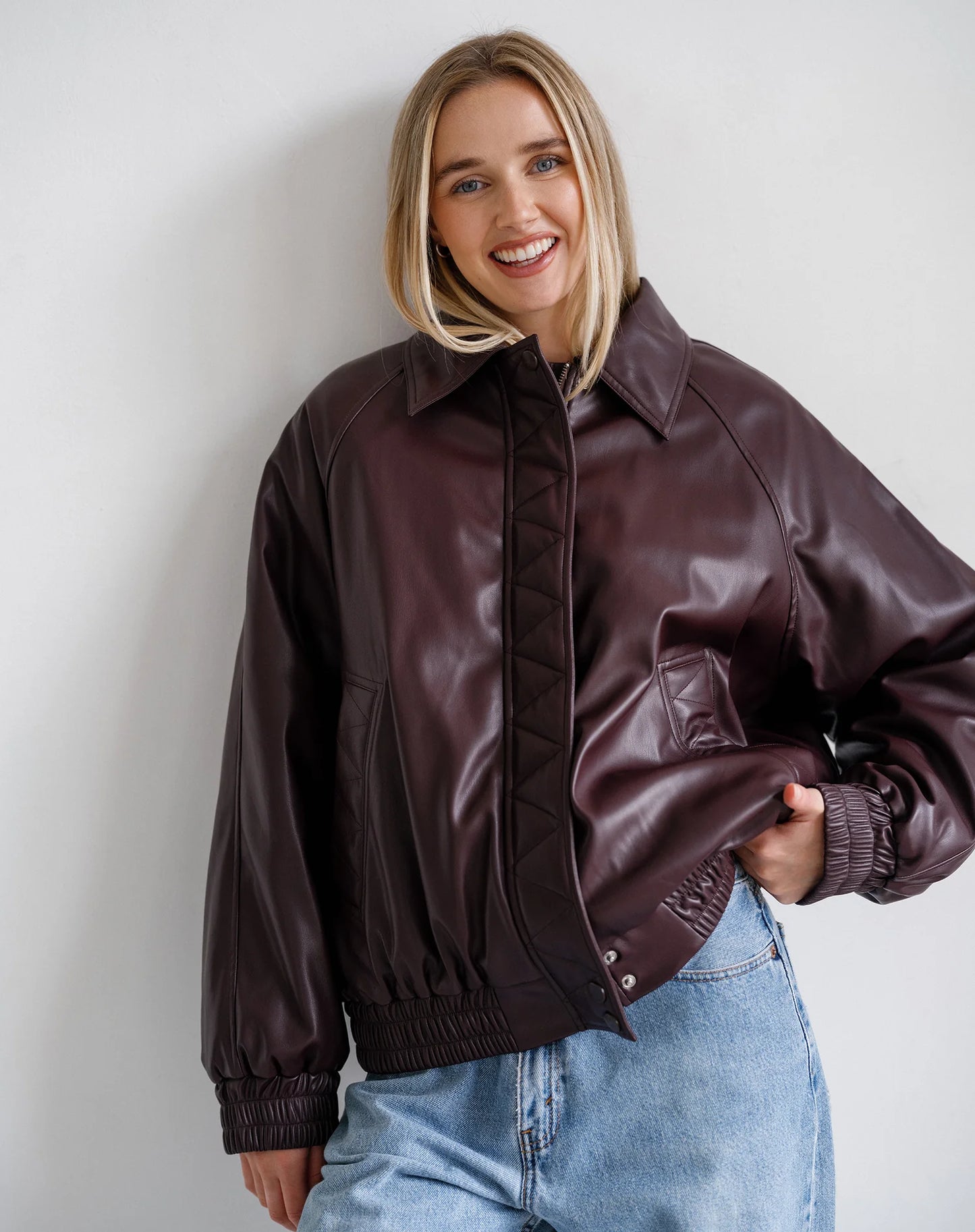 Brunette the Label Oversized Bomber - Plum