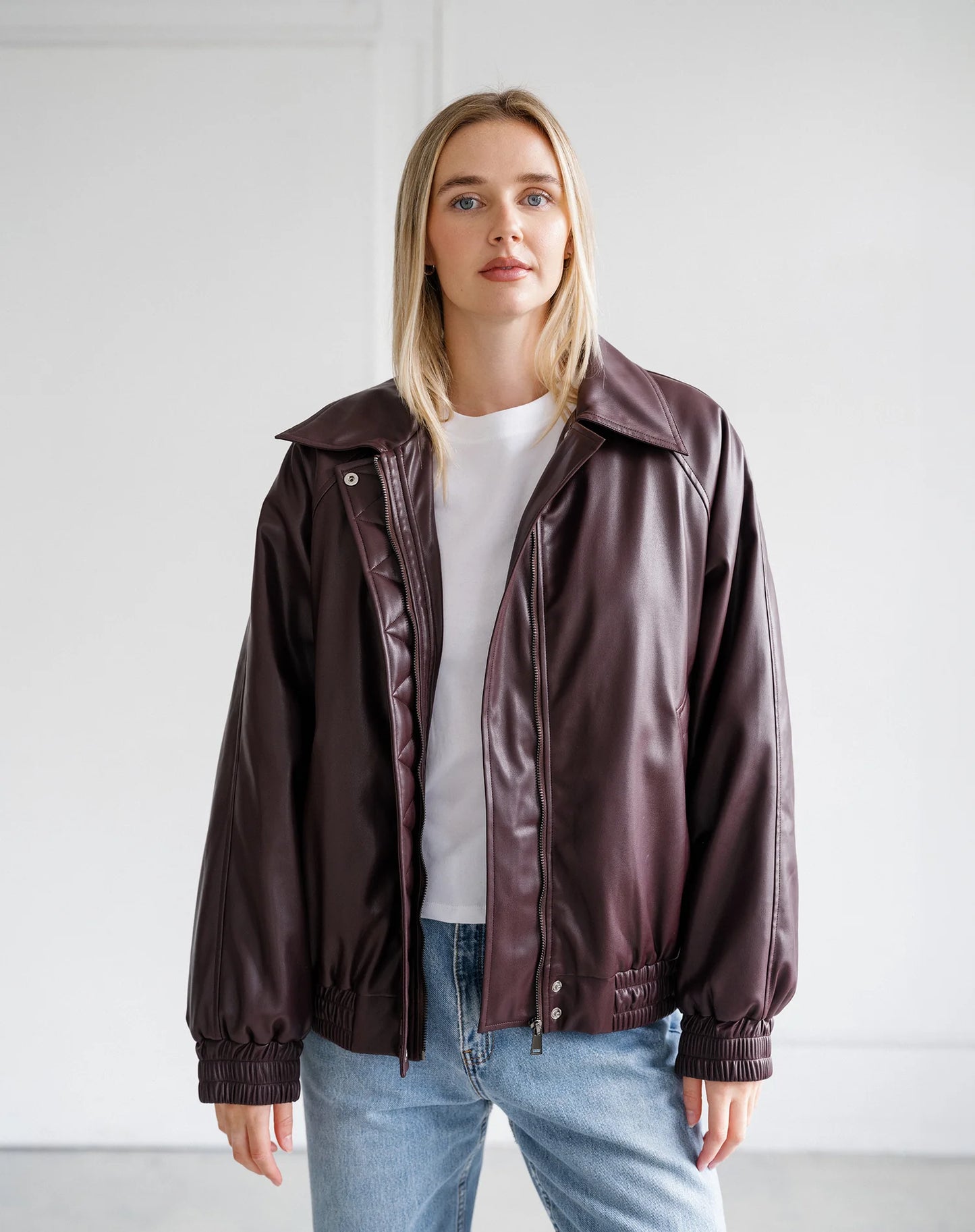 Brunette the Label Oversized Bomber - Plum