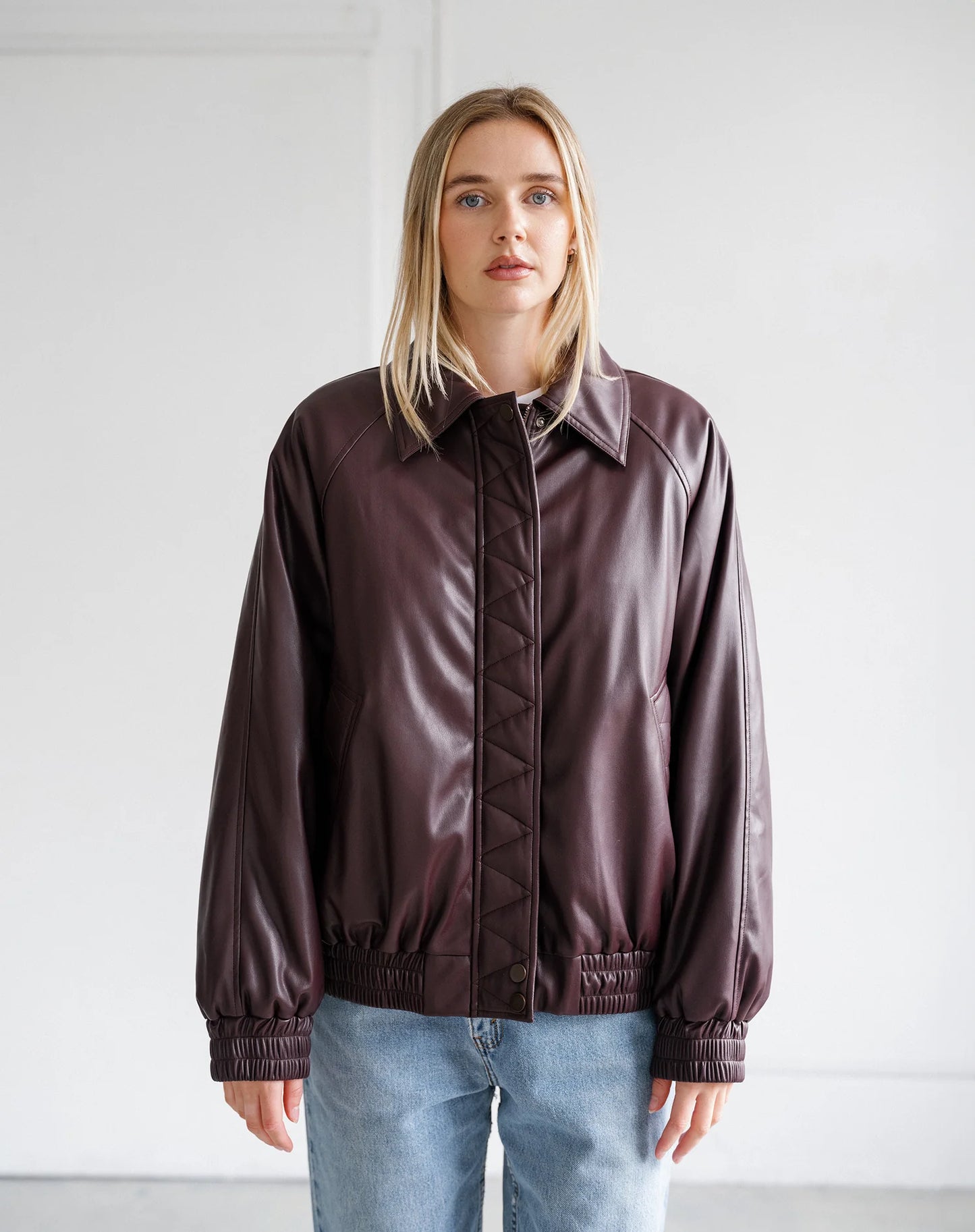 Brunette the Label Oversized Bomber - Plum