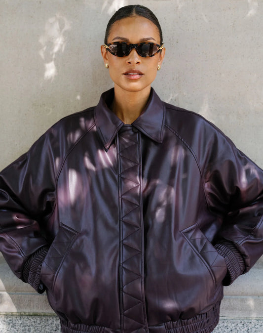 Brunette the Label Oversized Bomber - Plum